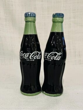 Coca-Cola Black and Green Contour Bottle Salt & Pepper Set